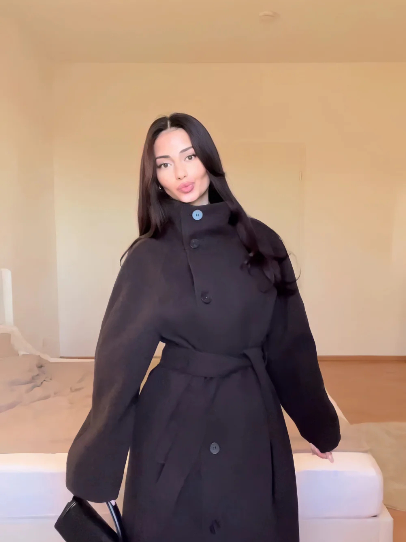 Aurelora™ | Elegant High-Neck Wool Coat