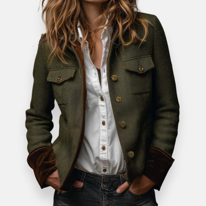 Corrie™ | Tweed Jacket With Velvet Details