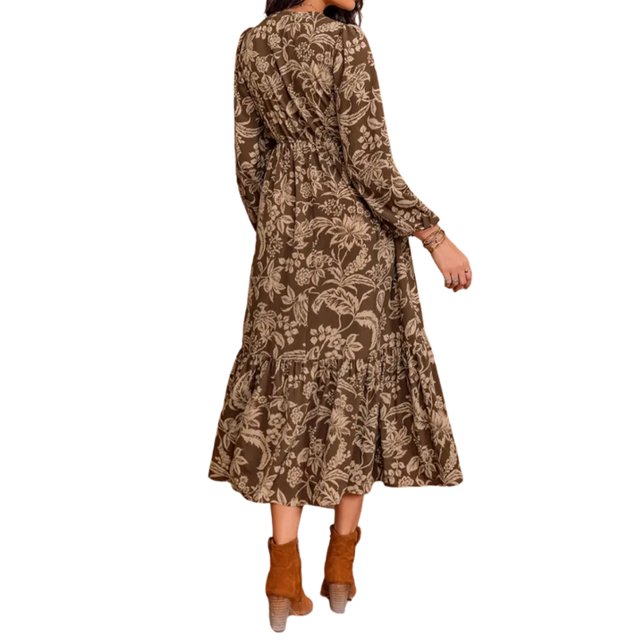 Fauna™ | Floral Ruffle Hem Bishop Sleeve Dress