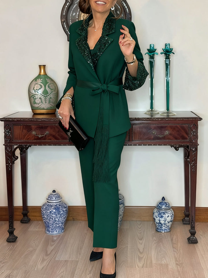Dorinelle - Chic Sequin Blazer and Trouser Set