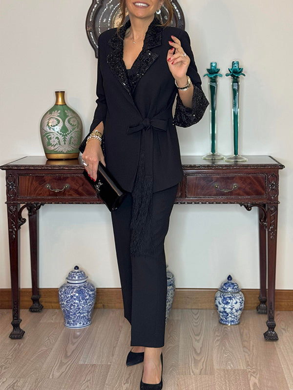Dorinelle - Chic Sequin Blazer and Trouser Set