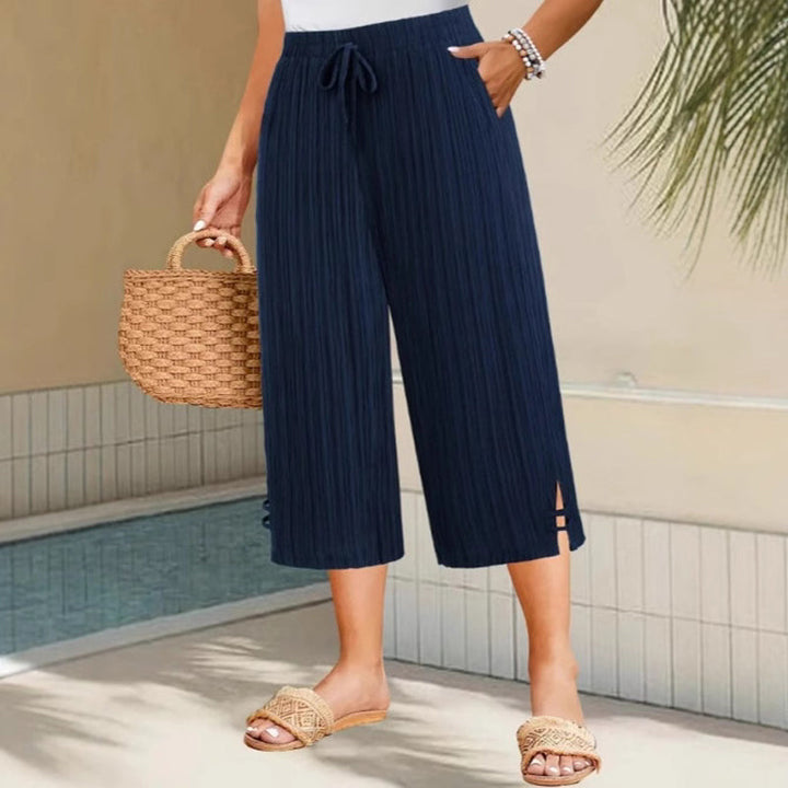 Cyntra - Women's Cotton-Linen Wide-Leg Pants with Comfortable Waist and Flowing Fit