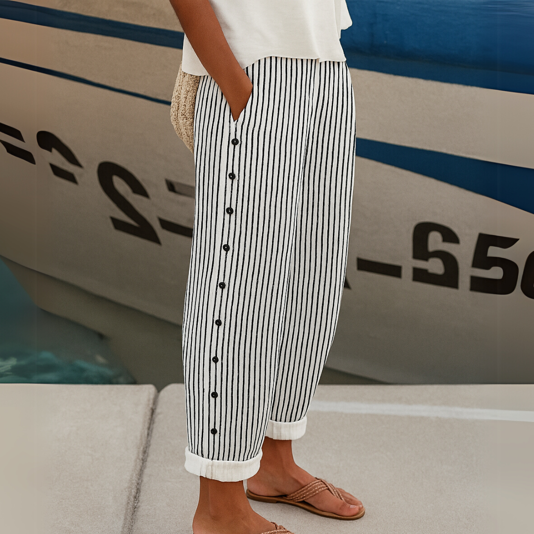 Catherine™ | Striped Button Pants
