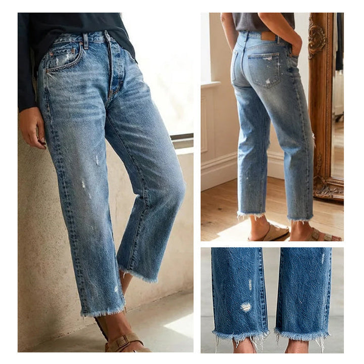 Cazira - Women's Cropped Straight-Leg Denim Jeans with Modern Comfort