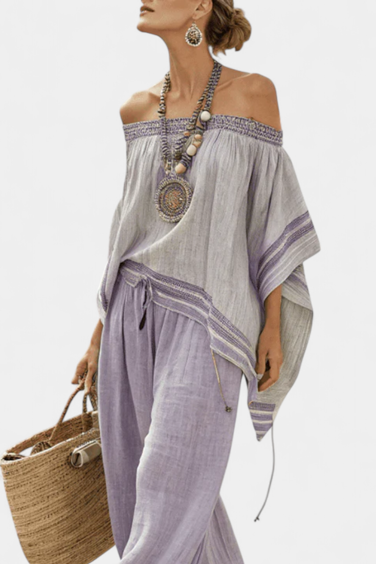 Zandrel | Elegant Off-Shoulder Linen Set
