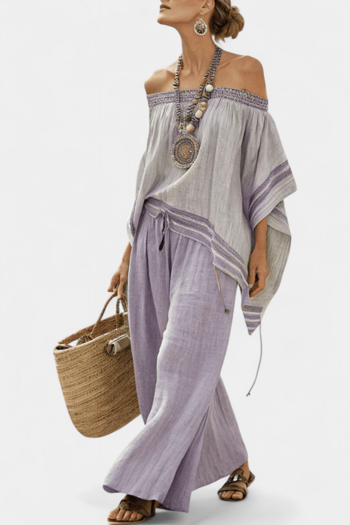 Zandrel | Elegant Off-Shoulder Linen Set