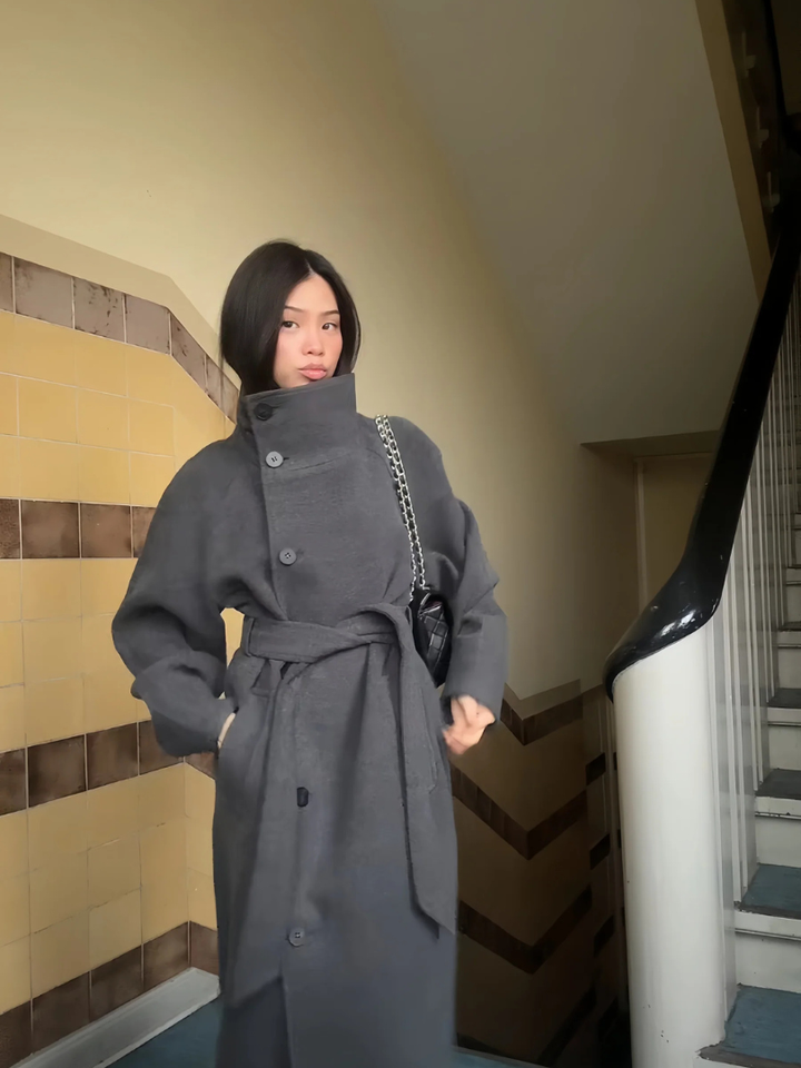 Aurelora™ | Elegant High-Neck Wool Coat