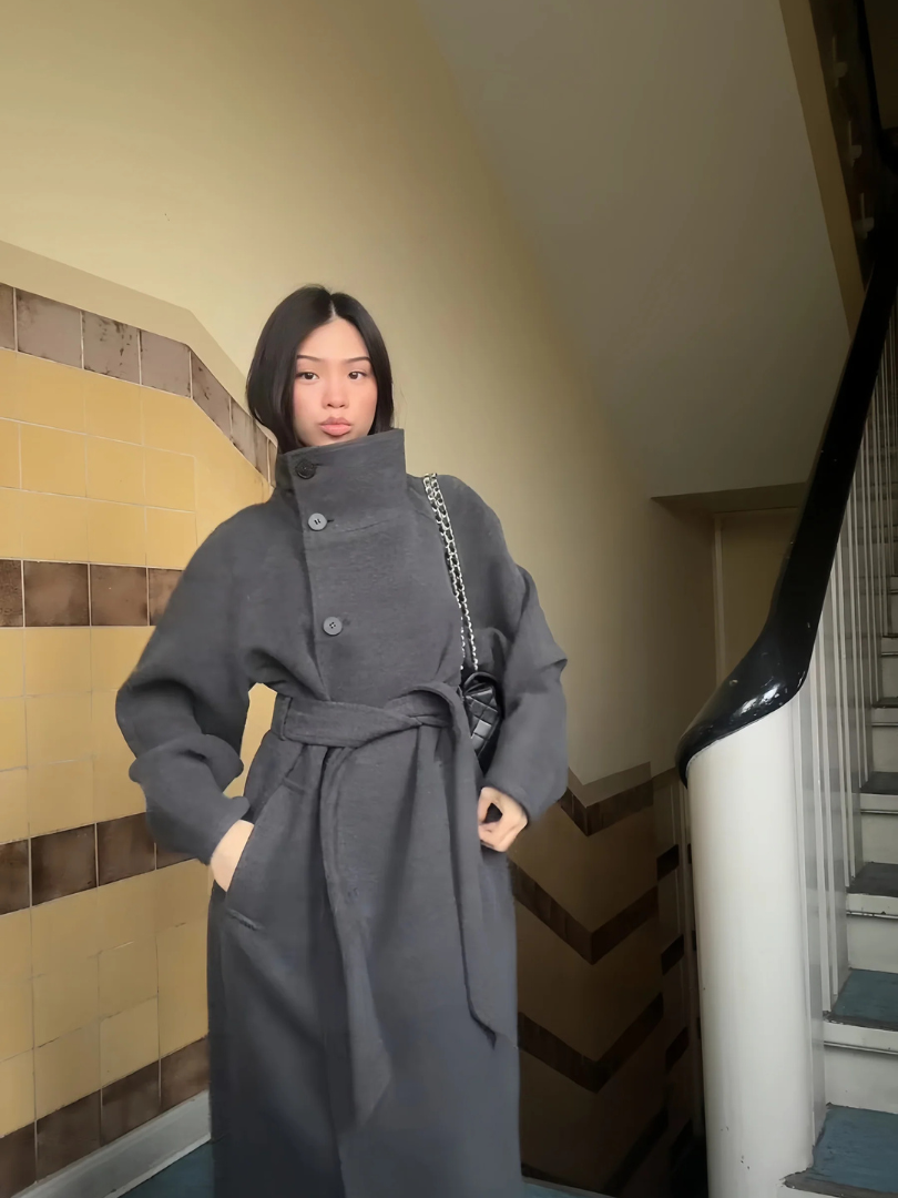 Aurelora™ | Elegant High-Neck Wool Coat