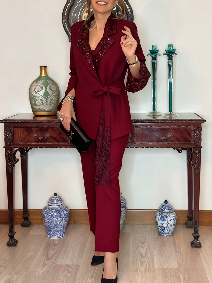 Dorinelle - Chic Sequin Blazer and Trouser Set
