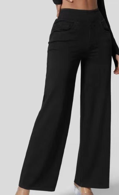 Ruvessa - Women's High-Waist Wide-Leg Stretch Jeans with Modern Fit