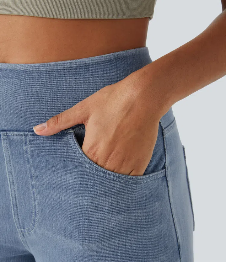 Ruvessa - Women's High-Waist Wide-Leg Stretch Jeans with Modern Fit