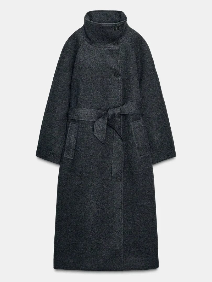Aurelora™ | Elegant High-Neck Wool Coat