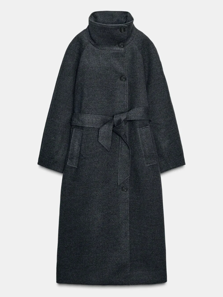 Aurelora™ | Elegant High-Neck Wool Coat