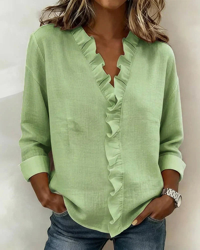 Emily™ | Ruffled V-Neck Blouse