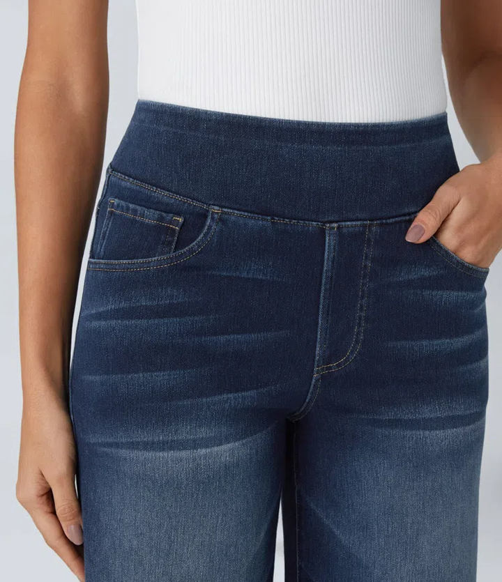 Ruvessa - Women's High-Waist Wide-Leg Stretch Jeans with Modern Fit