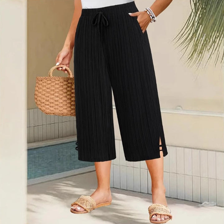 Cyntra - Women's Cotton-Linen Wide-Leg Pants with Comfortable Waist and Flowing Fit