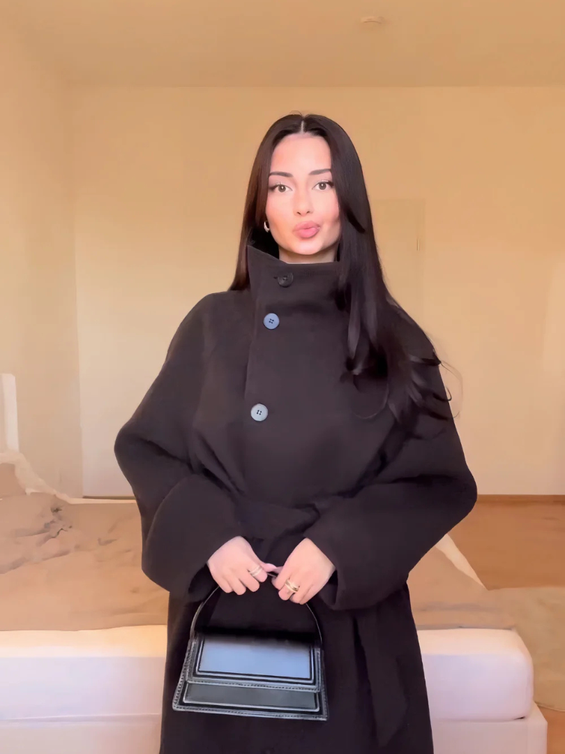Aurelora™ | Elegant High-Neck Wool Coat