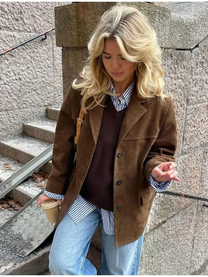 Mira™ | Oversized Trench Coat in Luxurious Suede Look