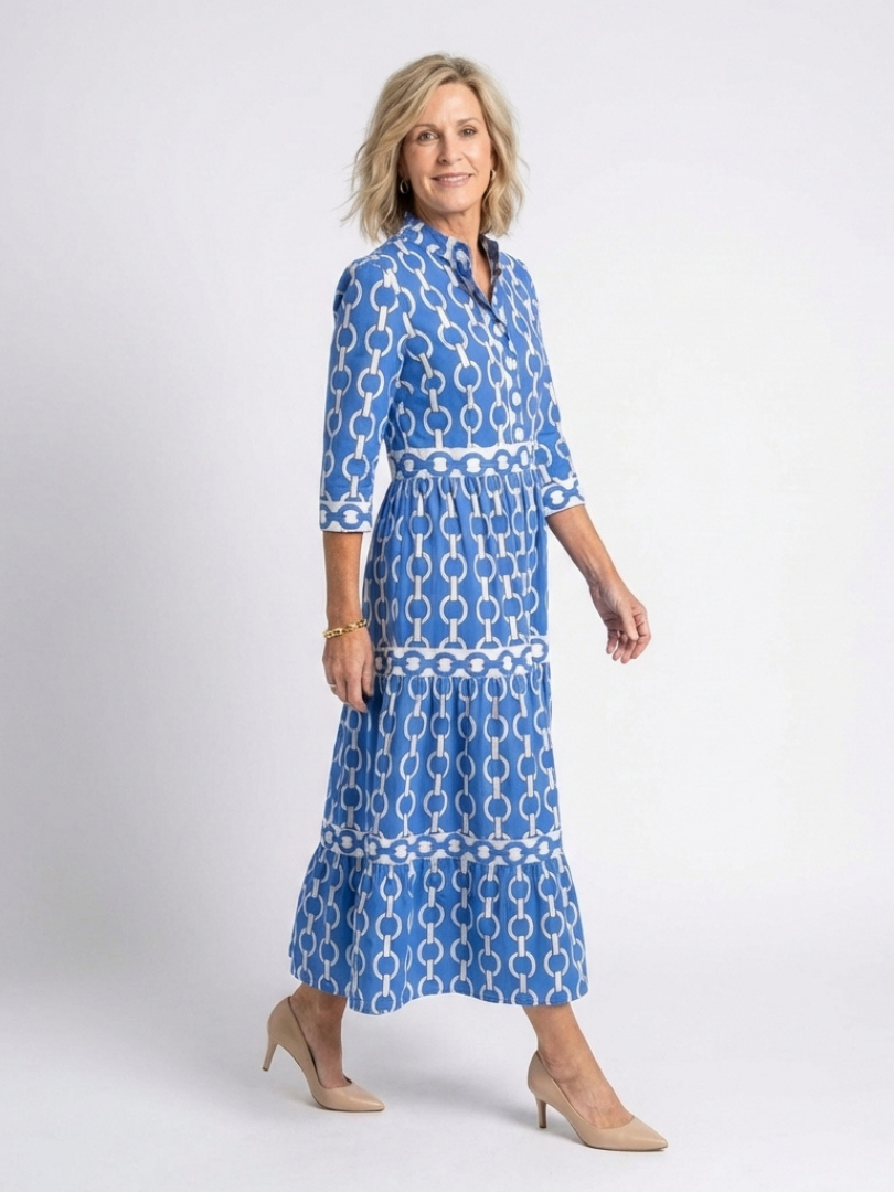 Julia™ | Chain Pattern Midi Dress