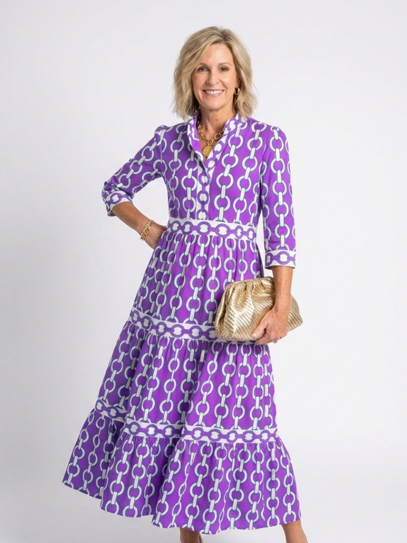 Julia™ | Chain Pattern Midi Dress