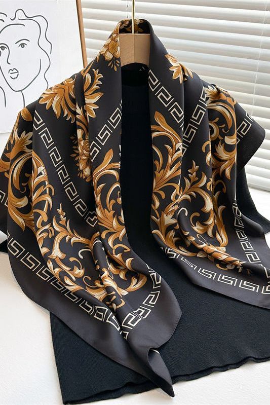 Galina Musta Scarf (100% Silk - 88 cm)
