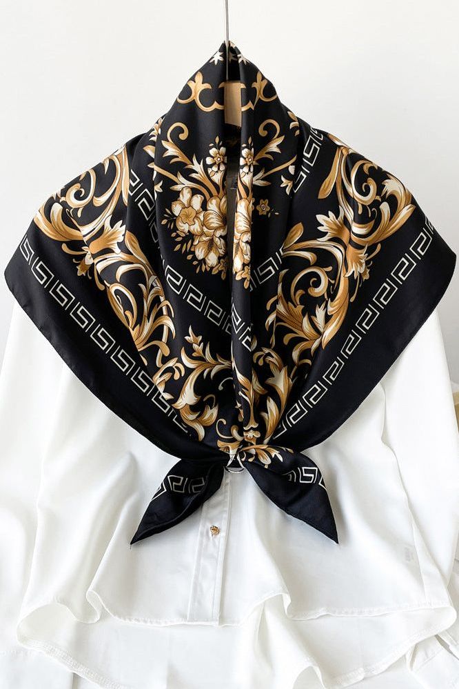 Galina Musta Scarf (100% Silk - 88 cm)
