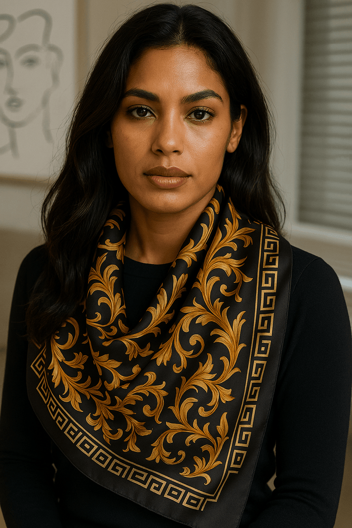 Galina Musta Scarf (100% Silk - 88 cm)