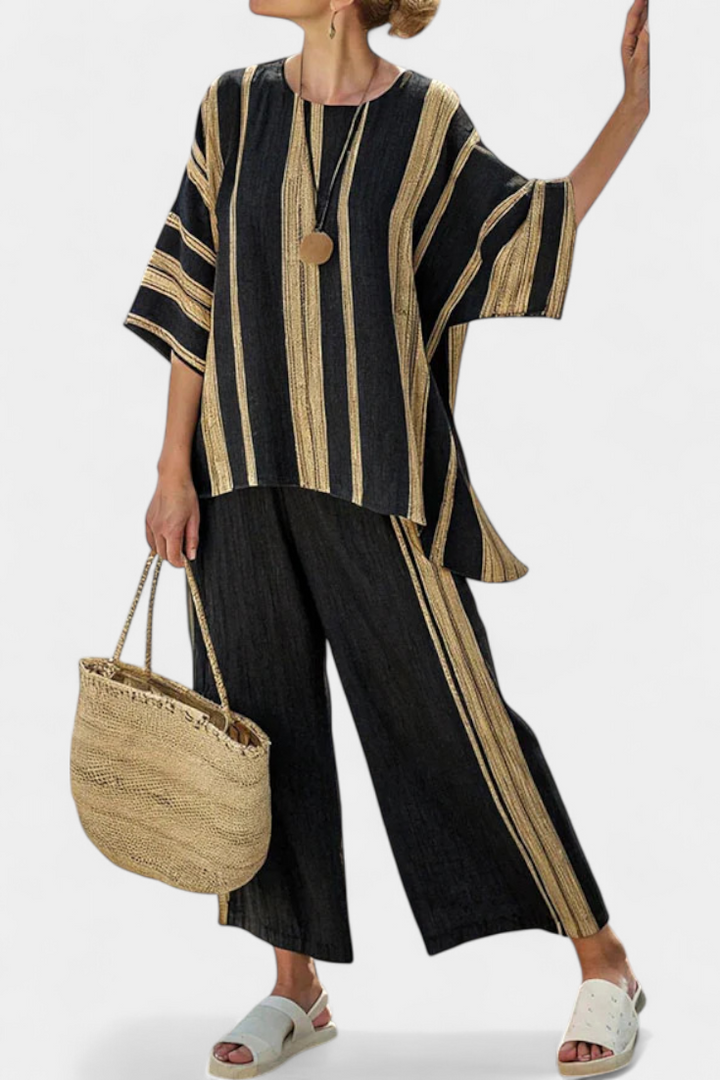 Calden | Dark Striped Linen Set