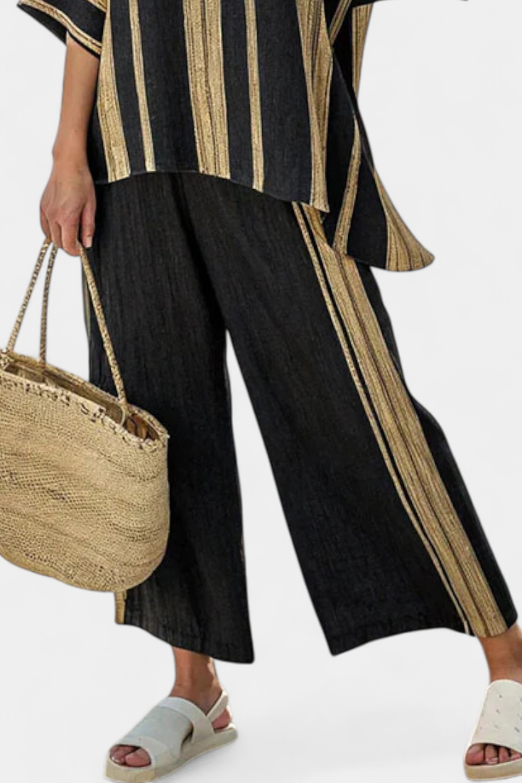 Calden | Dark Striped Linen Set