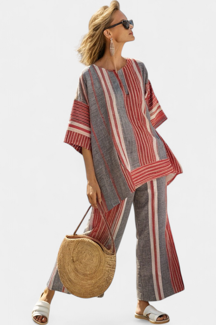 Bravine | Elegant Coral Linen Set