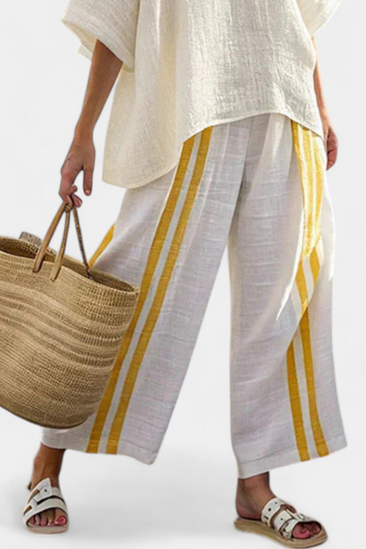 Anselor | Yellow Linen Set with Accents