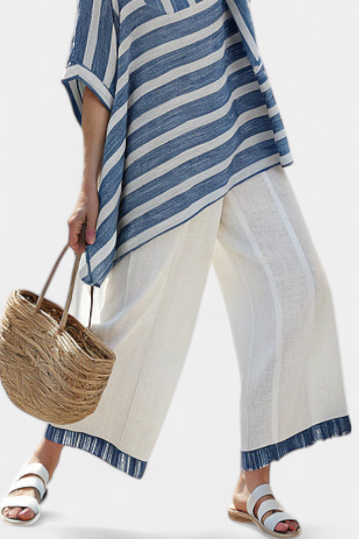 Corvelle | Blue Striped Linen Set
