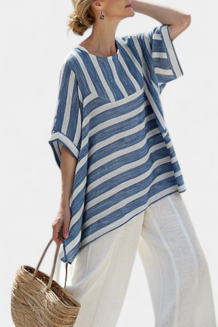 Corvelle | Blue Striped Linen Set