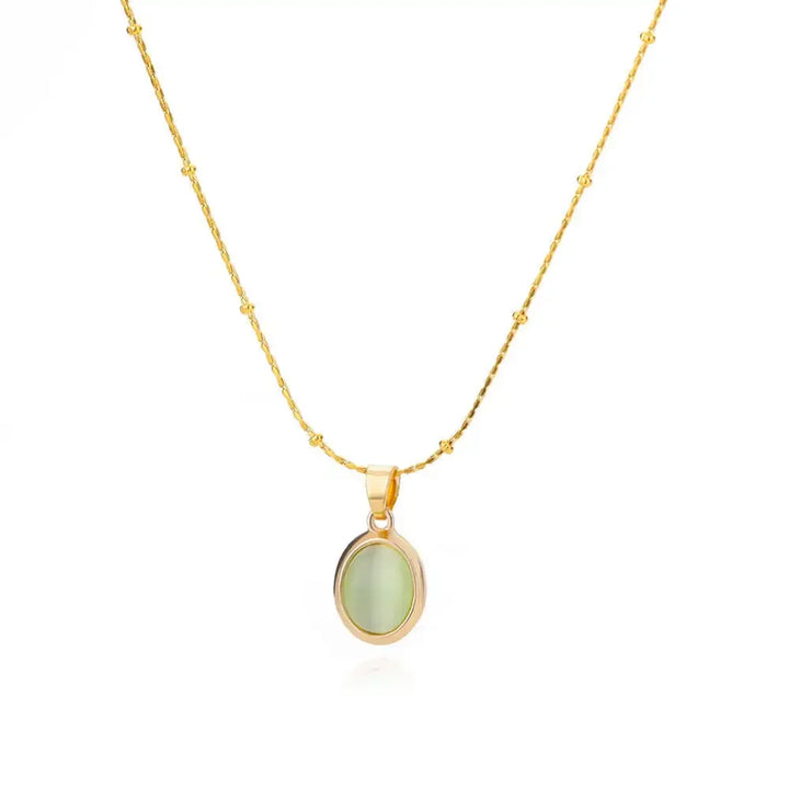 Chic Gold Stainless Steel Opal Water-Drop Pendant Necklace