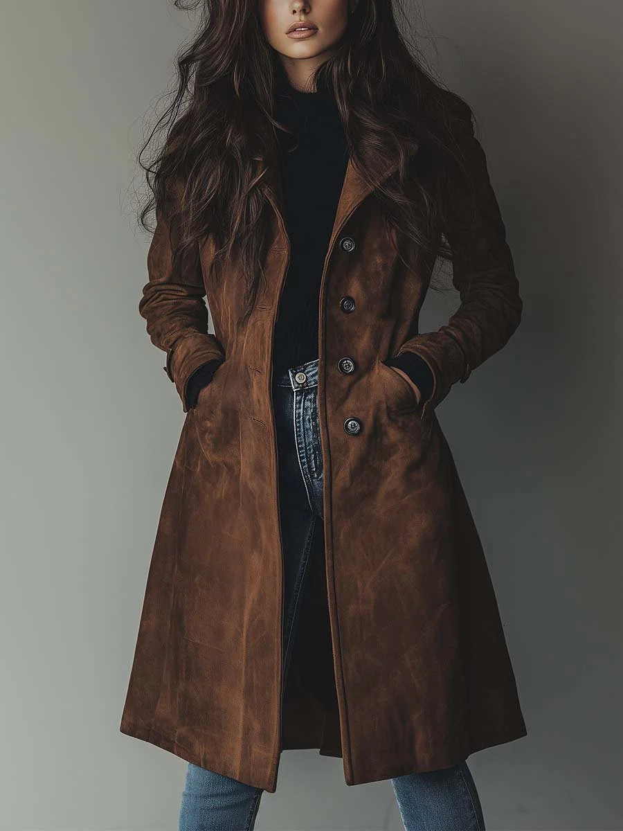 Teresa™ | Vintage Suede Trench Coat