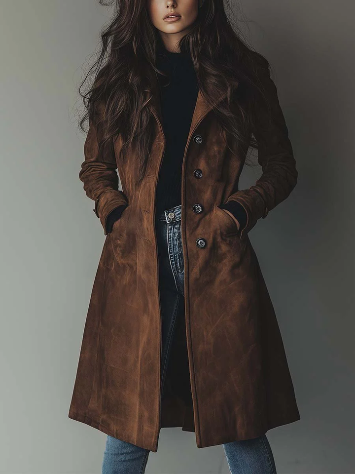 Teresa™ | Vintage Suede Trench Coat