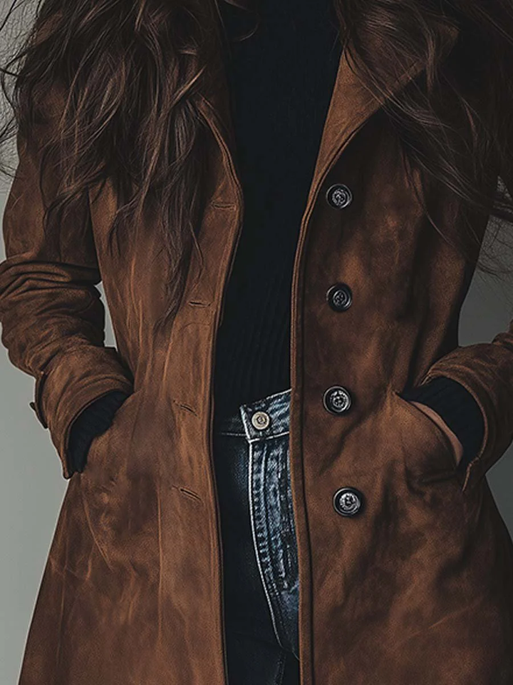 Teresa™ | Vintage Suede Trench Coat