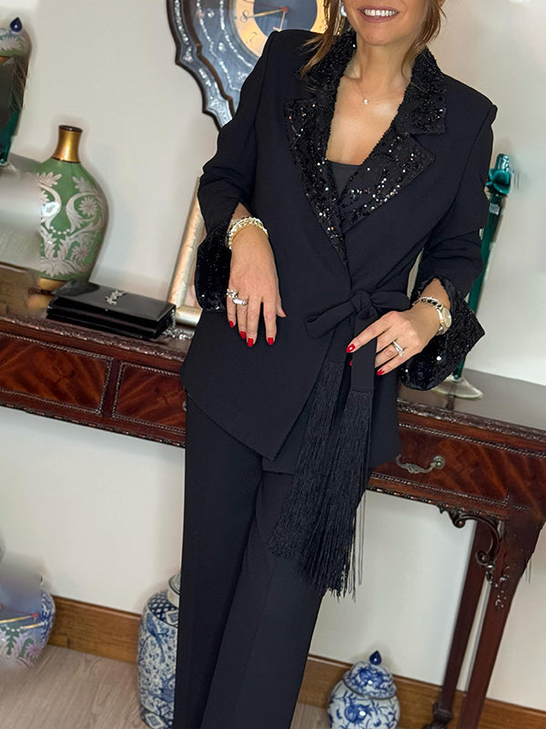 Dorinelle - Chic Sequin Blazer and Trouser Set