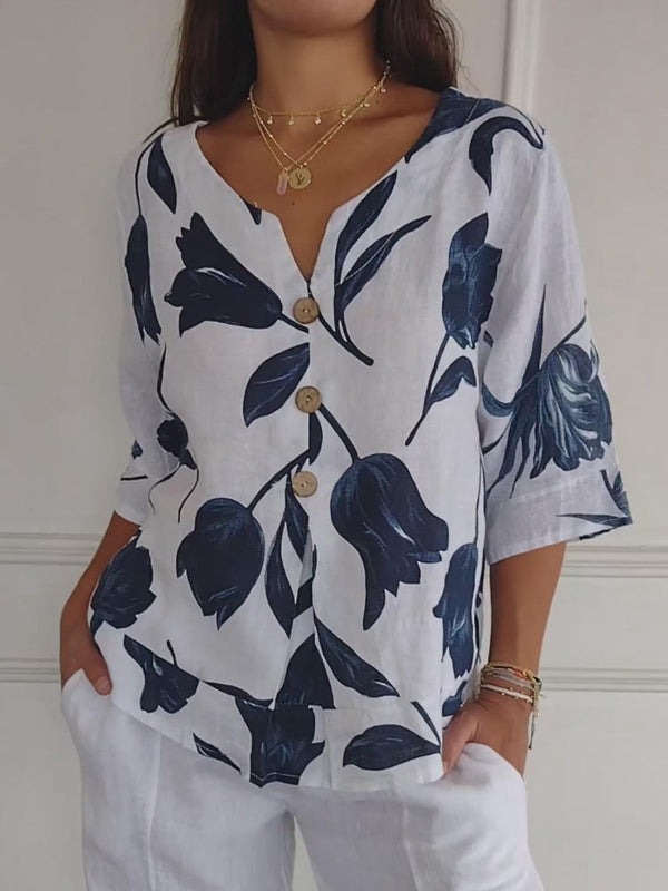 Despoina™ | Buttoned Floral Top