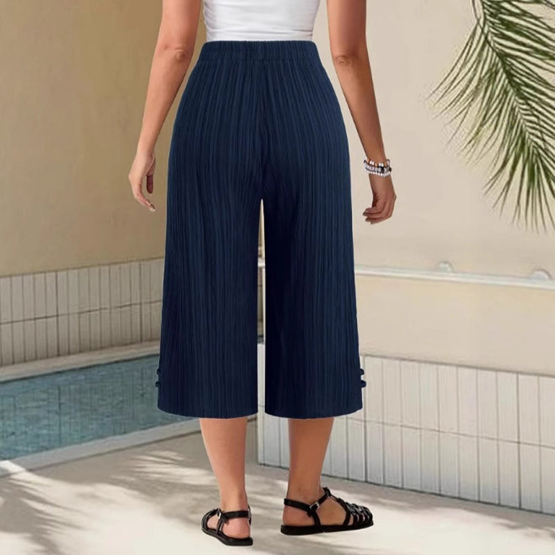 Cyntra - Women's Cotton-Linen Wide-Leg Pants with Comfortable Waist and Flowing Fit
