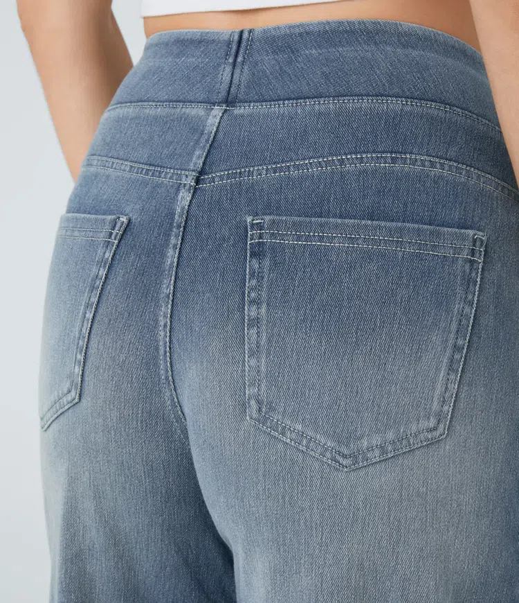 Ruvessa - Women's High-Waist Wide-Leg Stretch Jeans with Modern Fit