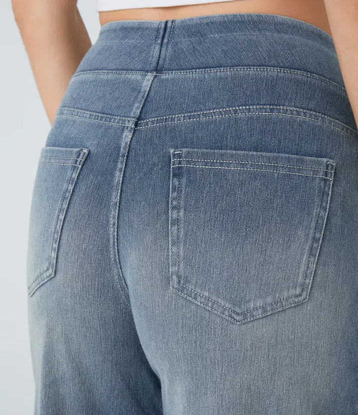 Ruvessa - Women's High-Waist Wide-Leg Stretch Jeans with Modern Fit