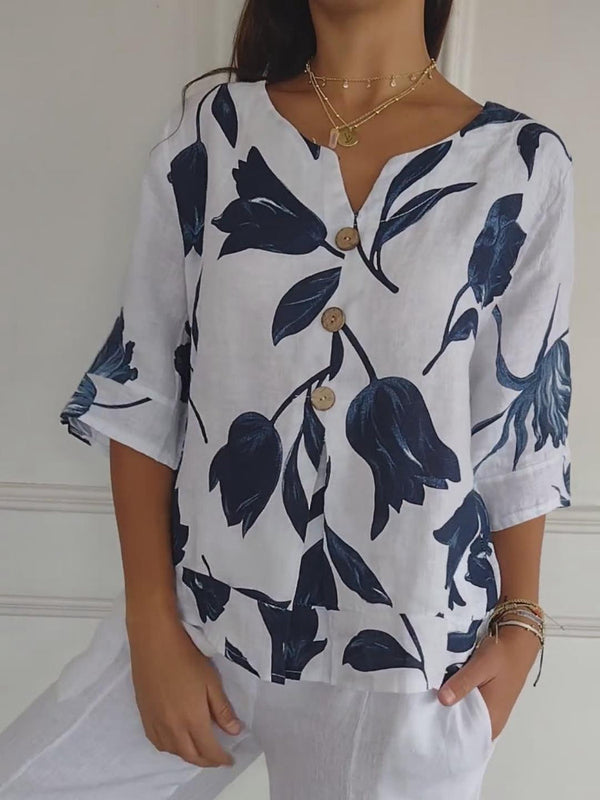 Despoina™ | Buttoned Floral Top