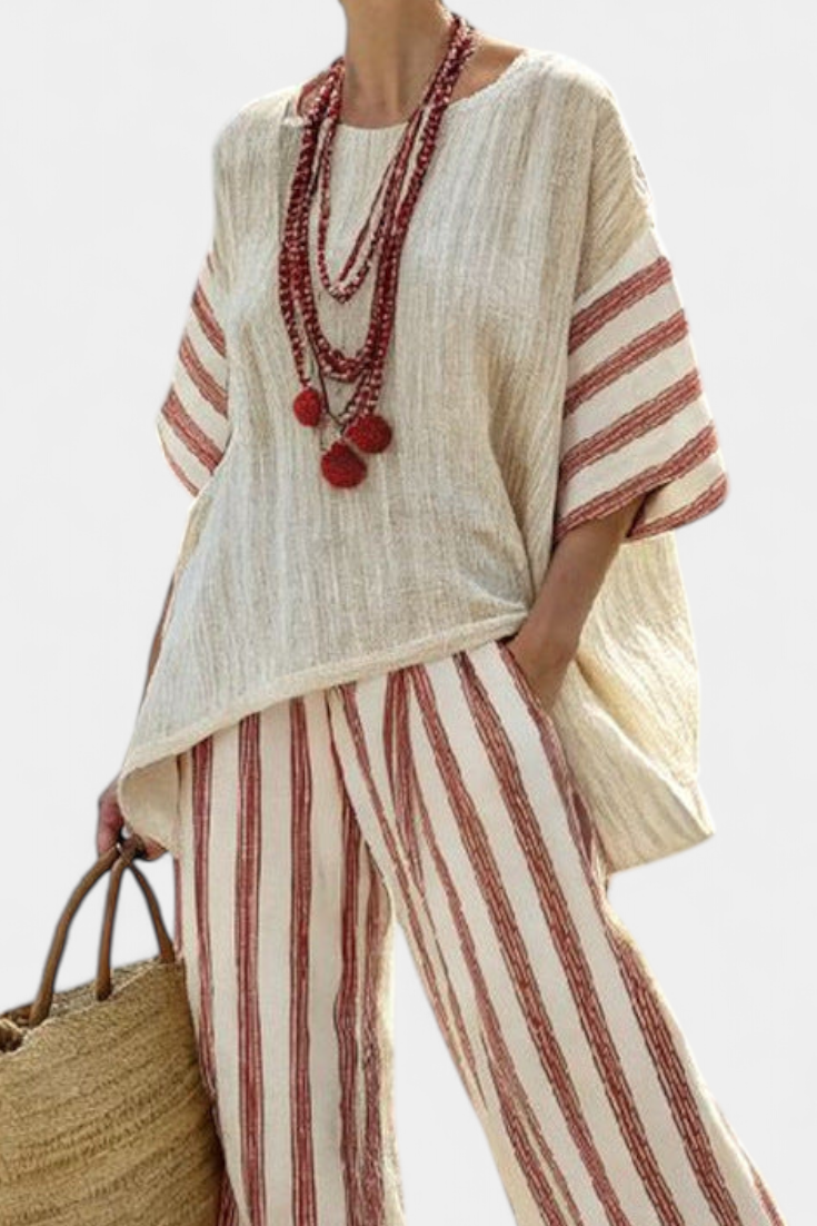Brielle | Rustic Striped Linen Set