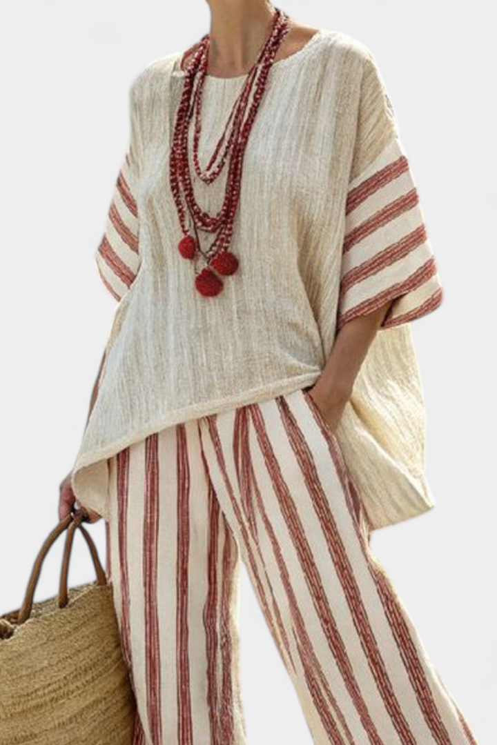 Brielle | Rustic Striped Linen Set
