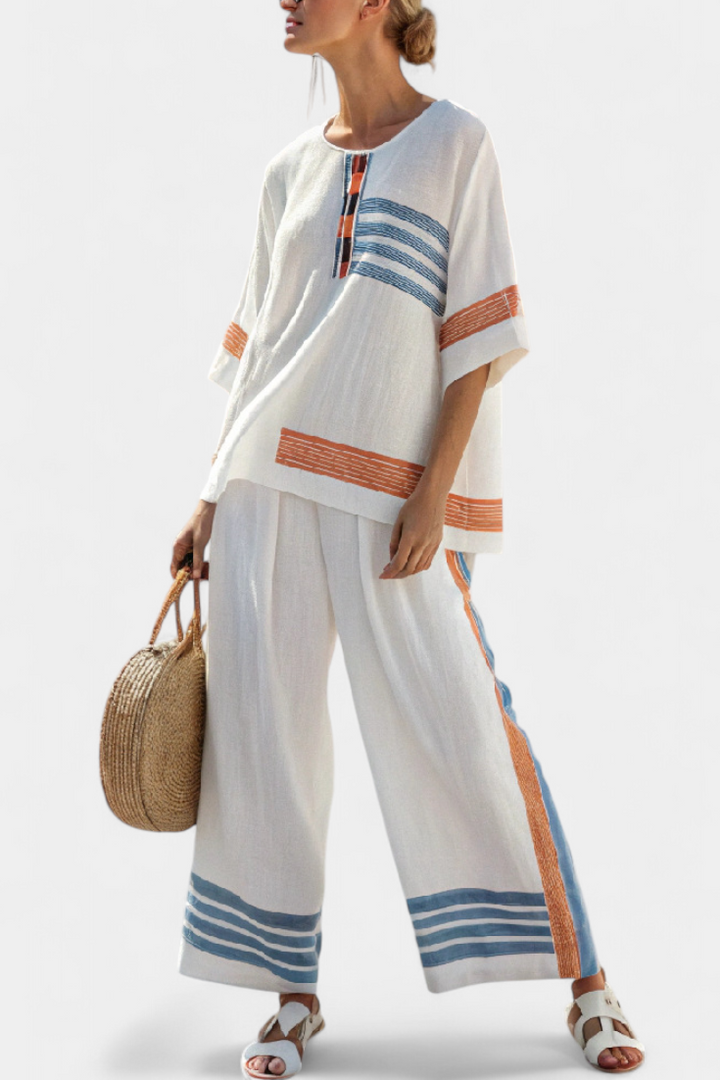 Marcella | Elegant Contrast Linen Set