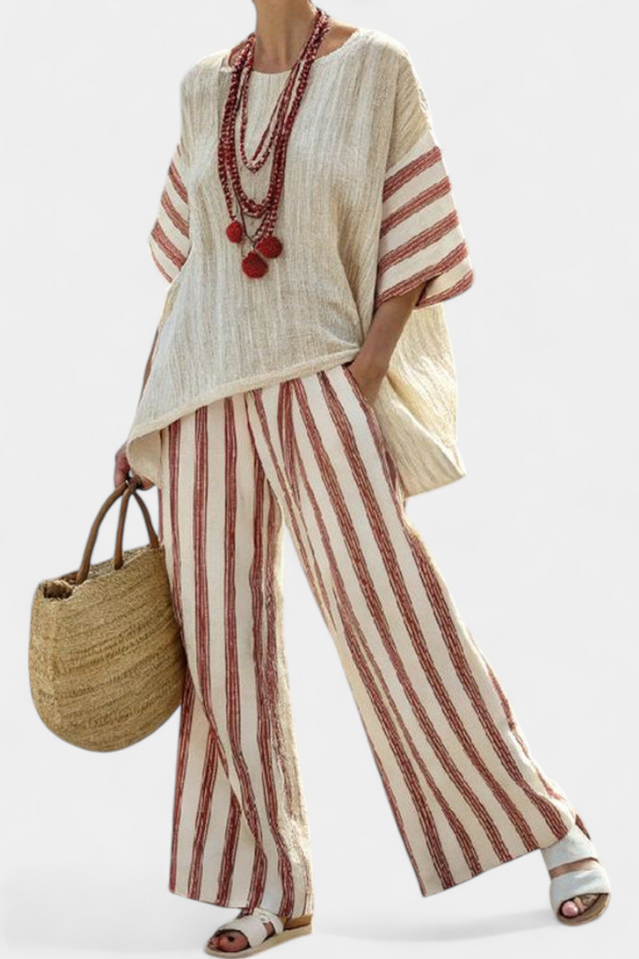 Brielle | Rustic Striped Linen Set