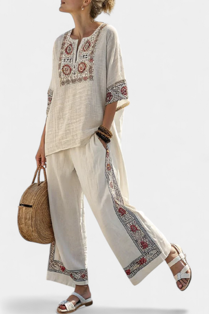 Isolde | Classic Embroidered Linen Set