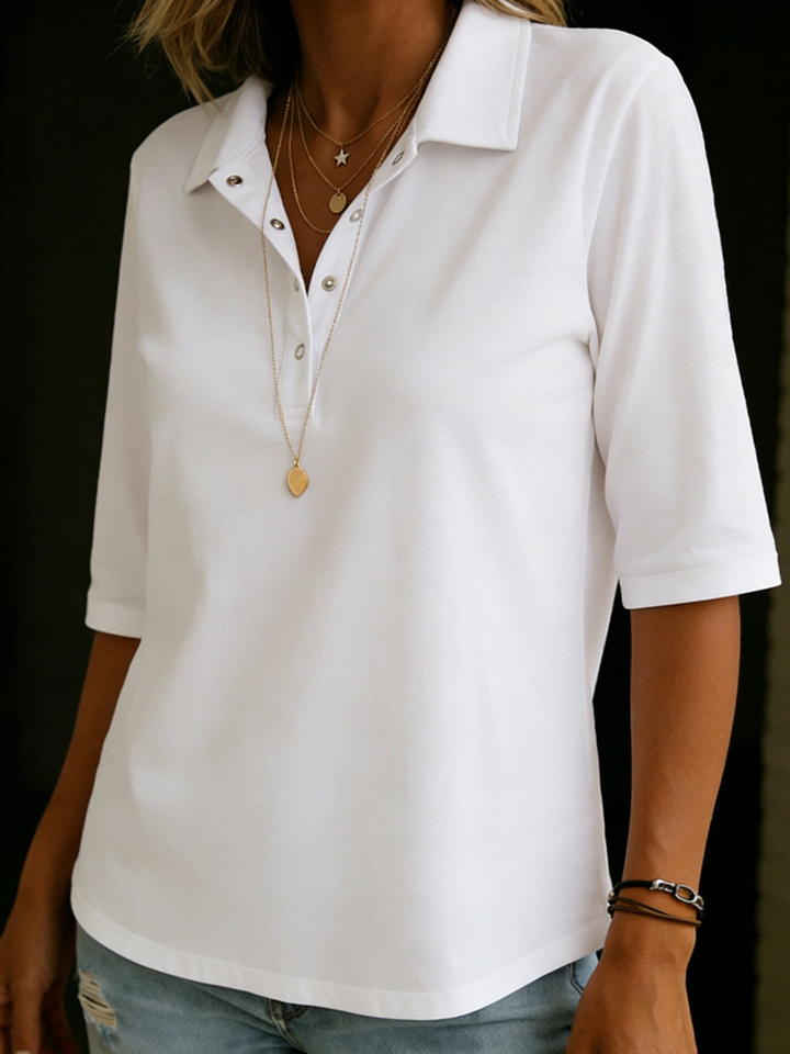 Ines™ | Cotton Polo Collar T-Shirt