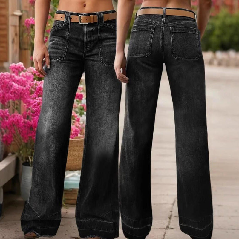 Aurevia - Women's Vintage-Style Wide-Leg Jeans